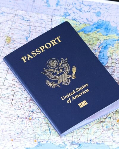 passport, flag, united states map