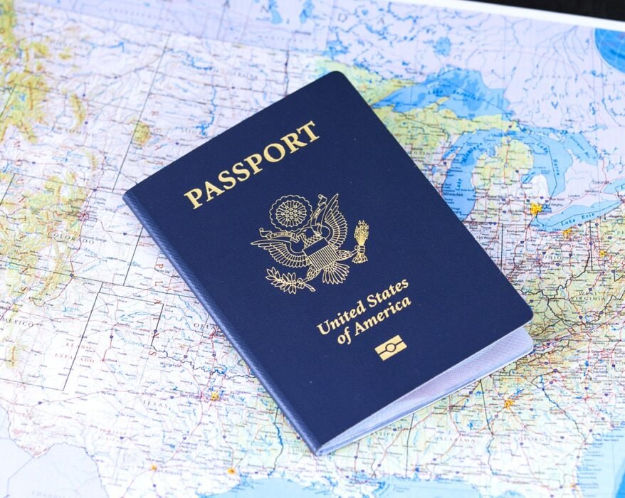 passport, flag, united states map